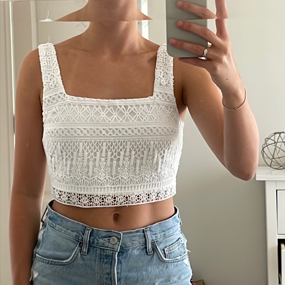 White crochet lace crop top
